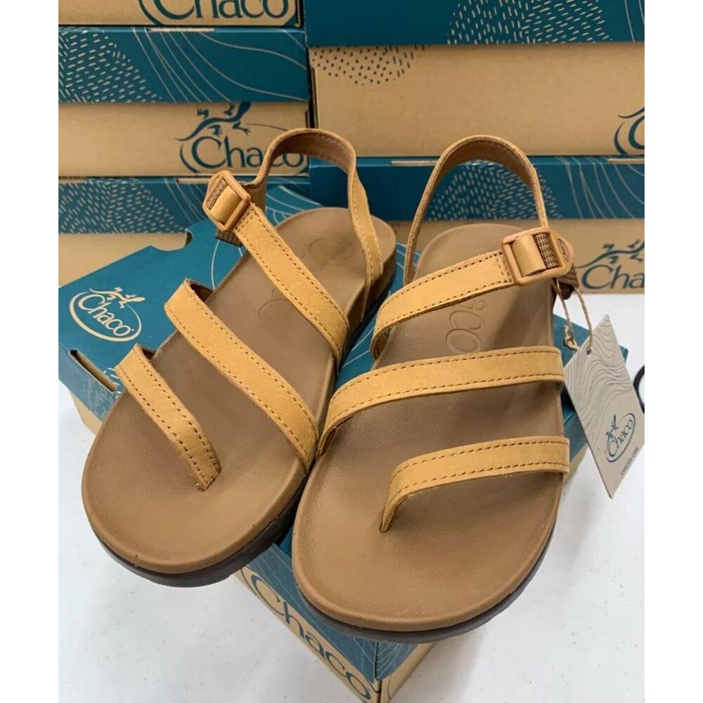Chacos-Lowdown Leather Sandals-RARE COLOR-Sz 8-Bone Brown- Soft Leather-NEW